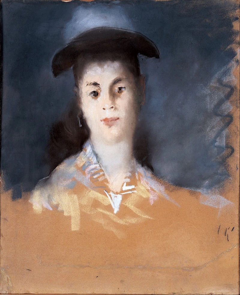  84-Édouard Manet, Donna che indossa un cappello con garza di seta, 1881 